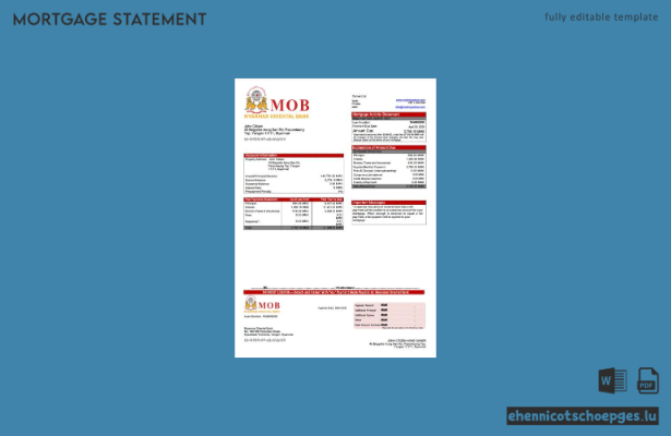 Beispiel eines Hypothekenauszugs der Myanmar Oriental Bank (Word- und PDF-Datei)